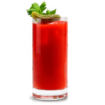 A bloody mary in a glass with a garnish.