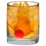 A cocktail with a cherry on top.